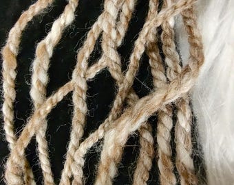 Natural Rare Sheep Wool Brown and White 100% Shetland Hand Spun Yarn for Tapestry Weaving Crafts