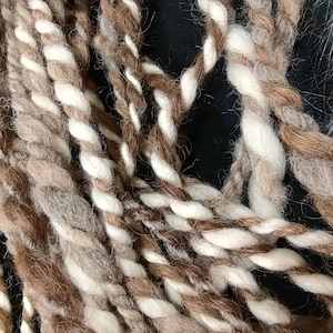 Natural Brown, Gray, and White Color Wool Rare Sheep Self Stripe Art Yarn for Tapestry Weaving Felting Knit Crochet