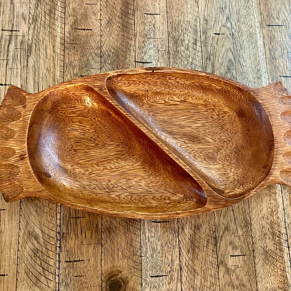 Monkey Pod Wood Bowl divided snack tray decor tray server or organizer