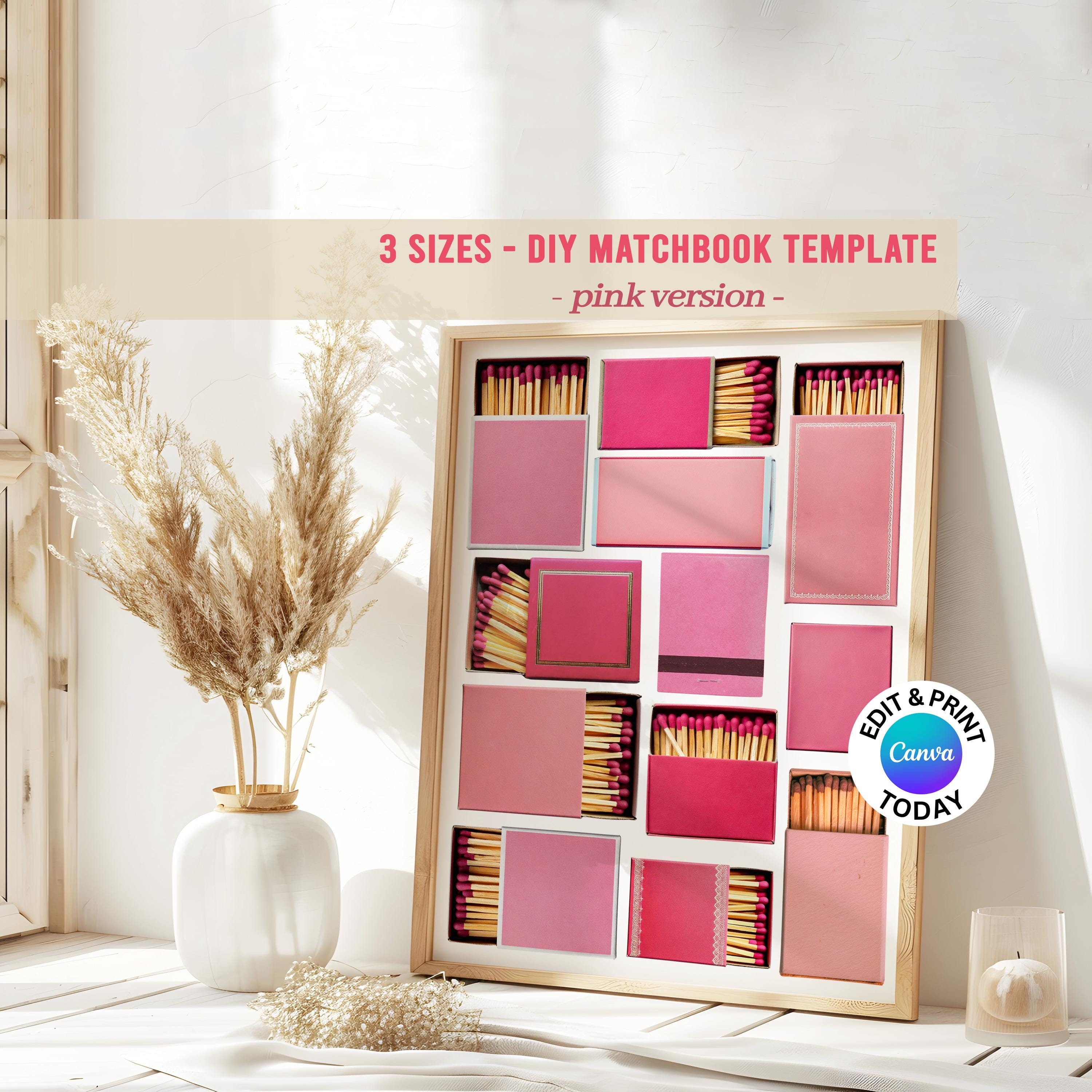 Matchbook Indesign Template Pink Matchbook Template Blank Matchbox Art Canva Template Match Box ...