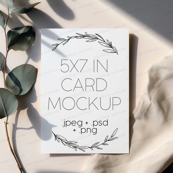 5x7 Card Mockup, Invitation mock up, PSD smart object mockup, psd template, invite mock-up, wedding mock up, transparency png, flat jpg