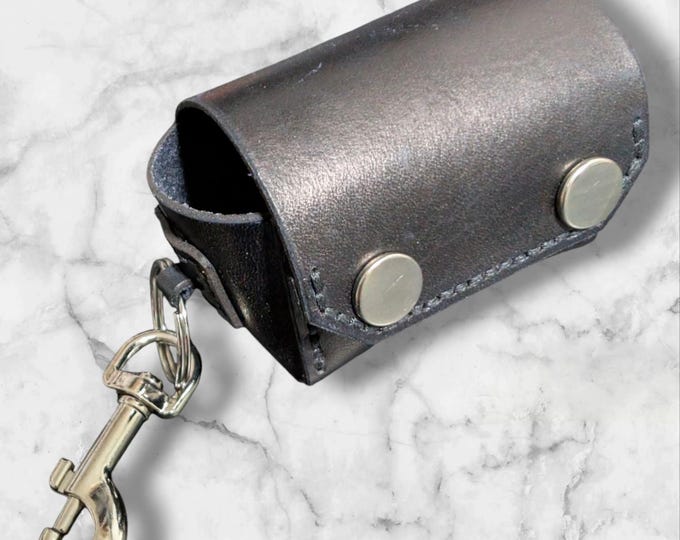 Personalized Leather Dog Poop Bag Dispenser Keyring - Handmade Pet Gift