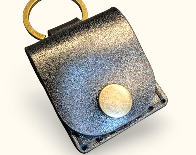 Handmade Leather Guitar Pick Holder Key fob - personalised