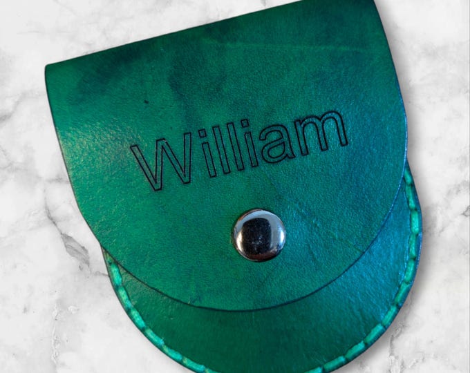 Handmade Leather Coin Purse - Personalised Kids School Money Purse