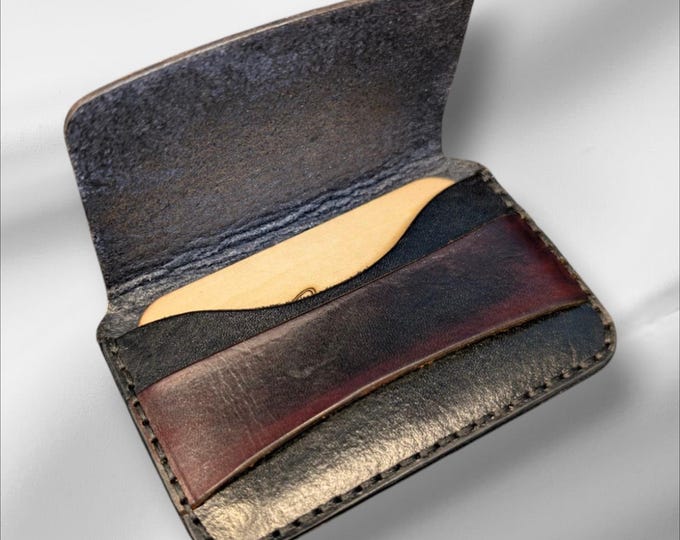 Handmade Leather Minimalist Card Wallet - Personalised