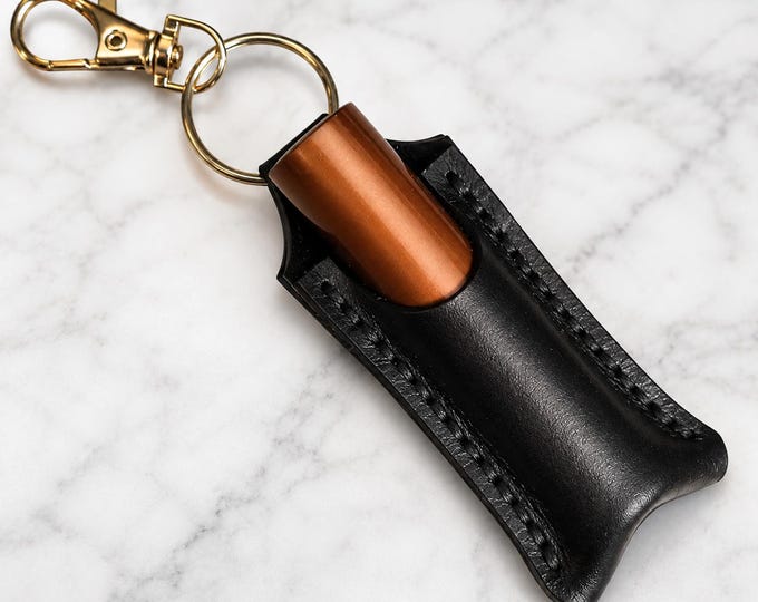 Handmade Leather Chapstick Holder Keyring Personalised Lip Balm Holder Bag Charm