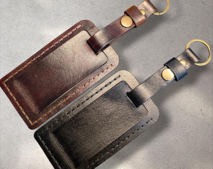 Handmade Leather Luggage Tag – Personalized, Laser Engraved