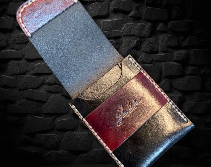 Handmade Leather Card Wallet - Personalized Veg Tan Leather