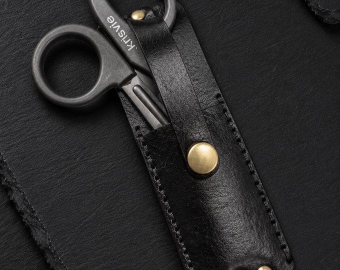 Leather Belt Loop Scissor Holster Paramedic Responder Ambulance - NHS - free personalisation