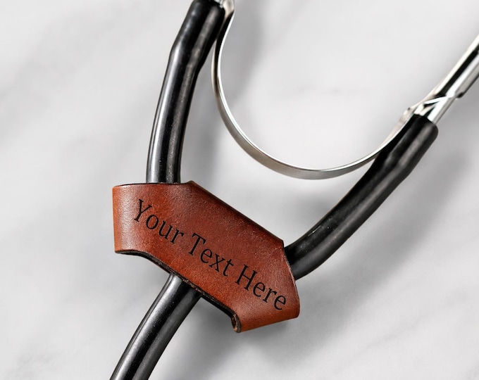 Personalised Leather Stethoscope Name Tag, Handmade Vegetable-Tanned Leather, Nurse Doctor Gift