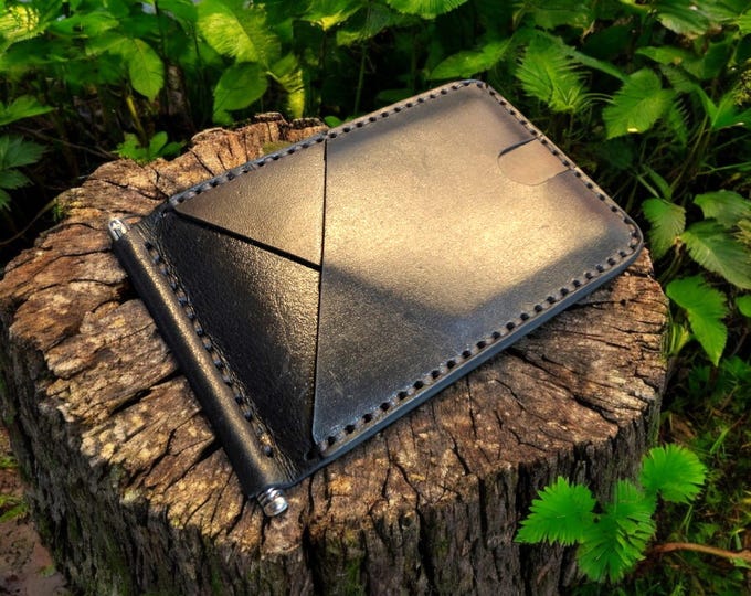 Handmade Leather Bifold Wallet with Money Clip | Personalized