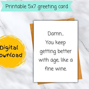 Wine Birthday Card Digital Download, Printable Birthday Card, Funny Wine Birthday Card, Wine Lover, Funny Friend Greeting Card