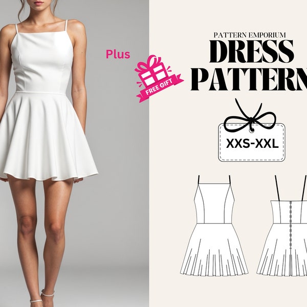 Halter Dress Pattern |Homecoming dress| Cocktail dress| Mini dress| Women's dress sewing pattern| Circle skirt dress sewing pattern
