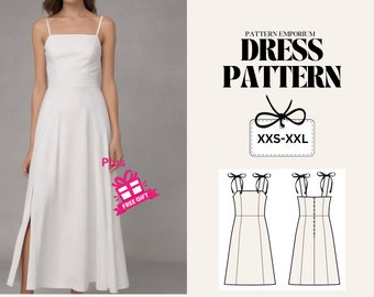 Midi Dress Sewing Pattern| Slit Dress Sewing Pattern| Milkmaid Dress| Summer Dress| Woman's Dress Patterns| PDF Digital Pattern