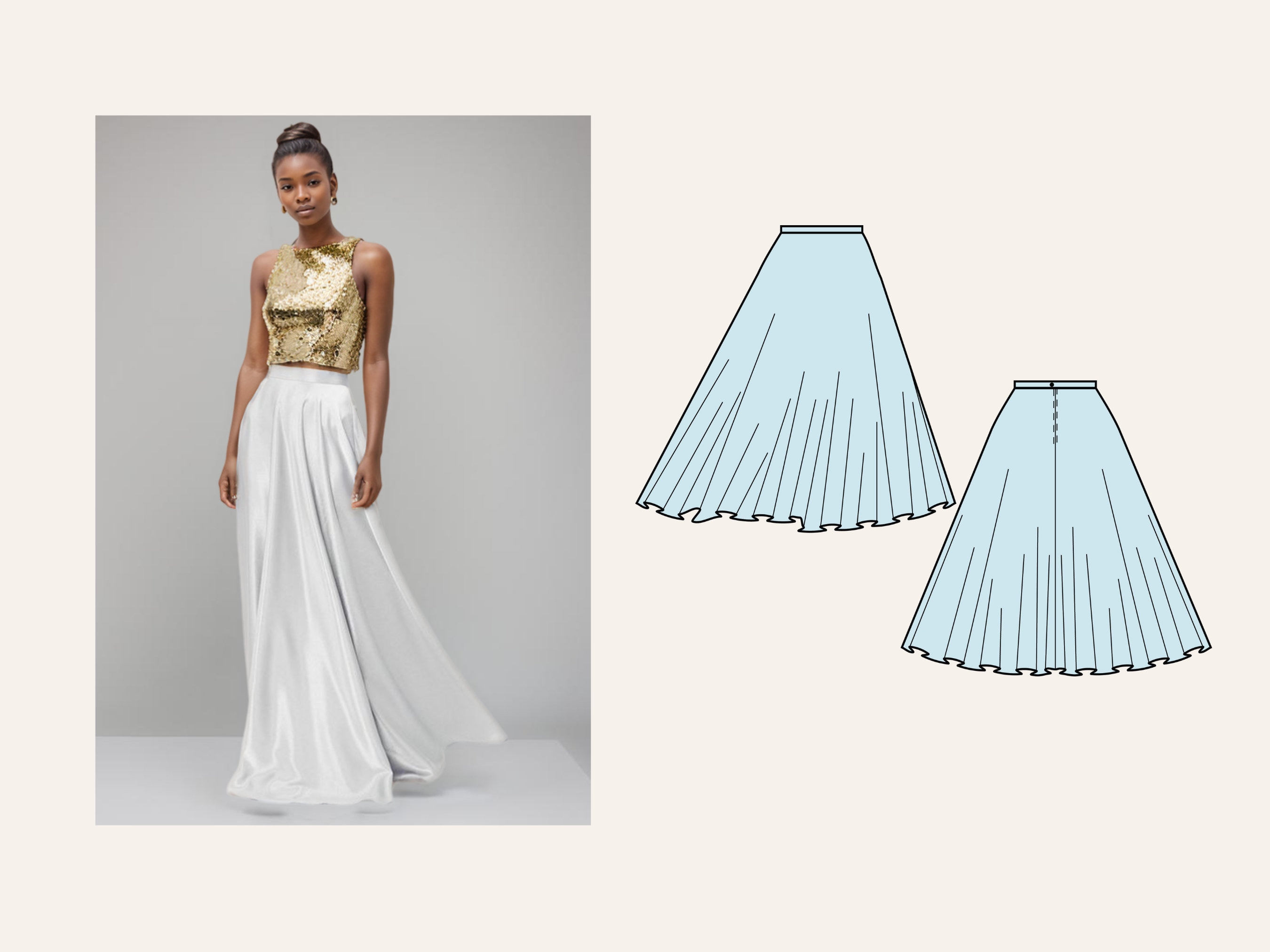 Maxi Skirt Pattern, Circle Skirt Pattern, Women's Skirt Patterns, High ...