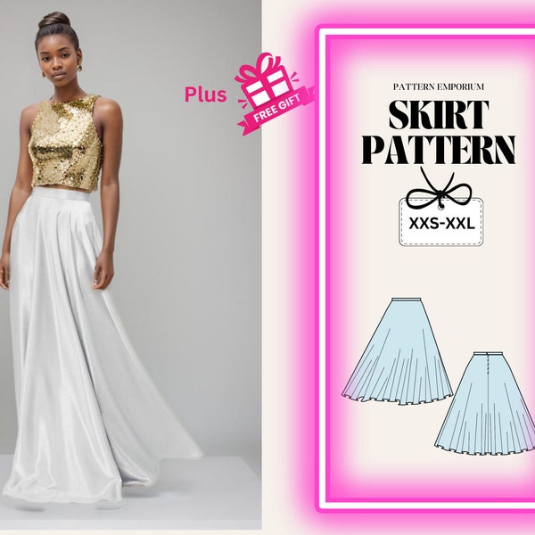 Maxi Skirt Pattern, Circle Skirt Pattern, Women's Skirt Patterns, High Waisted Skirt, Women' Dress Patterns, PDF Sewing Pattern