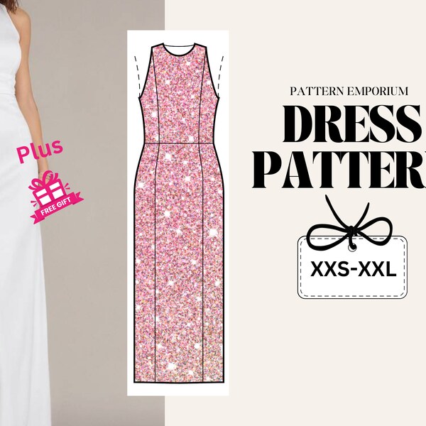 Maxi Dress, Prom Dress Pattern, Formal Dress Pattern, Halter Dress Pattern, Wedding Dress Pattern, Women's Dress Pattern, PDF Sewing Pattern