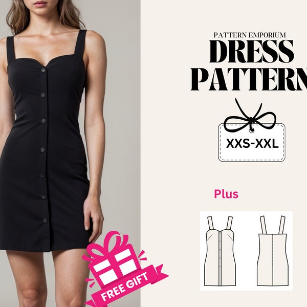 Dress Sewing Pattern, Mini Dress Pattern, Wrap Dress Sewing Pattern, Button Up  Pattern, Dress Sewing Pattern, Bustier Dress Sewing Pattern