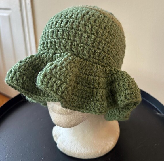 Crochet army green Wide brim hat Crochet army green Wide brim hat main image 4