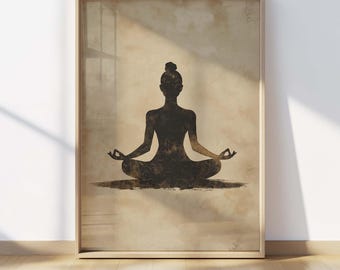 Minimalistische yoga kunst aan de muur, zen-meditatie poster, boho spiritueel decor, mindfulness silhouet print, serene yogastudio, digitale download