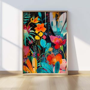 Exotic Floral Wall Art: Abstract Botanical Print (Digital Download)