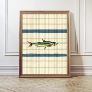 Retro Sardine Print: Vintage Fish Illustration, Coastal Kitchen Art (Digital Download)
