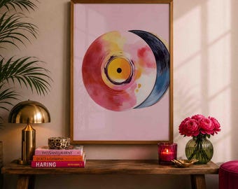 Vintage Vinyl Record Wall Art, Retro Music Print, Colorful LP Poster, Music Lover Gift, Printable Wall Decor