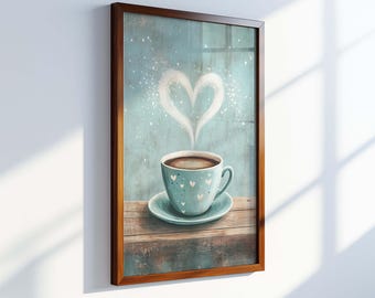 Coffee Bar Wall Art, Cozy Coffee Station Decor, Farmhouse Kitchen Wall Art, Coffee Lover Gift, Neutral Cafe Aesthetic