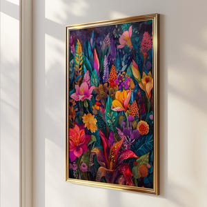 Maximalist Floral Wall Art: Vibrant Botanical Print (Digital Download)
