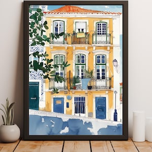 Impresión de Lisboa, Portugal, arte de la ciudad de Lisboa, arte mural de viajes, regalo de viaje, póster de arquitectura, regalo de inauguración de la casa, decoración del hogar de viajes, arte de Europa