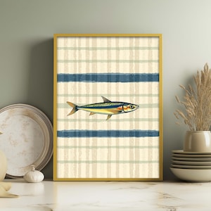Retro Sardine Print: Vintage Fish Illustration, Coastal Kitchen Art (Digital Download)