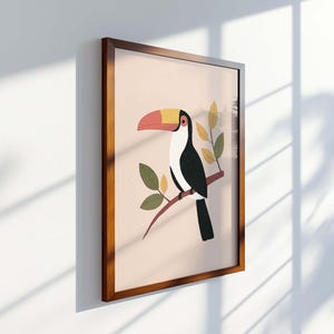 Toucan Wall Art Printable, Tropical Bird Nursery Decor, Jungle Animal Digital Print, Safari Theme Kids Room Poster, Boho Bird Artwork