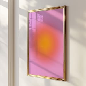Abstract Aura Wall Art – Pink Orange Gradient Print, Modern Minimalist Poster