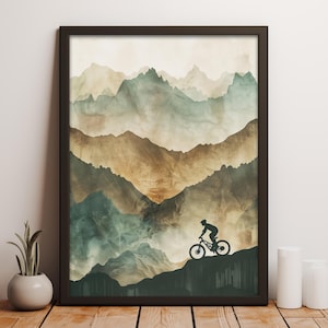 Mountain Bike Art Print: Adventure Cycling Landscape (Digital Download)
