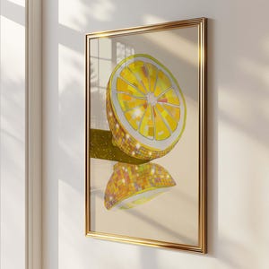 Retro 70s Lemon Disco Ball Print, Funky Fruit Wall Art, Dopamine Kitchen Decor, Groovy Citrus Poster, Trendy Bar Cart Digital Download