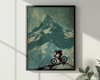 Mountain Bike Gift for Him, MTB Wall Art, Mountain Biking Decor, Cycling Poster, Adventure Room Decor, Outdoor Enthusiast Gift