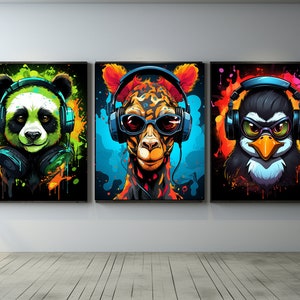 Conjunto de 3 impresiones de juegos, impresión de videojuegos, regalo de jugador para padre hermano hijo adolescente, decoración de sala de juegos, póster de animales de juegos, descarga digital