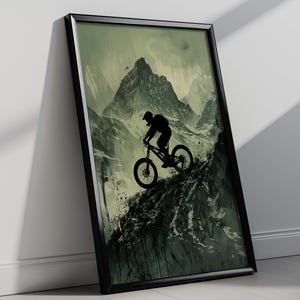Downhill Mountain Bike Print: Cyclist Silhouette Art for Boys Room (Digital Download)