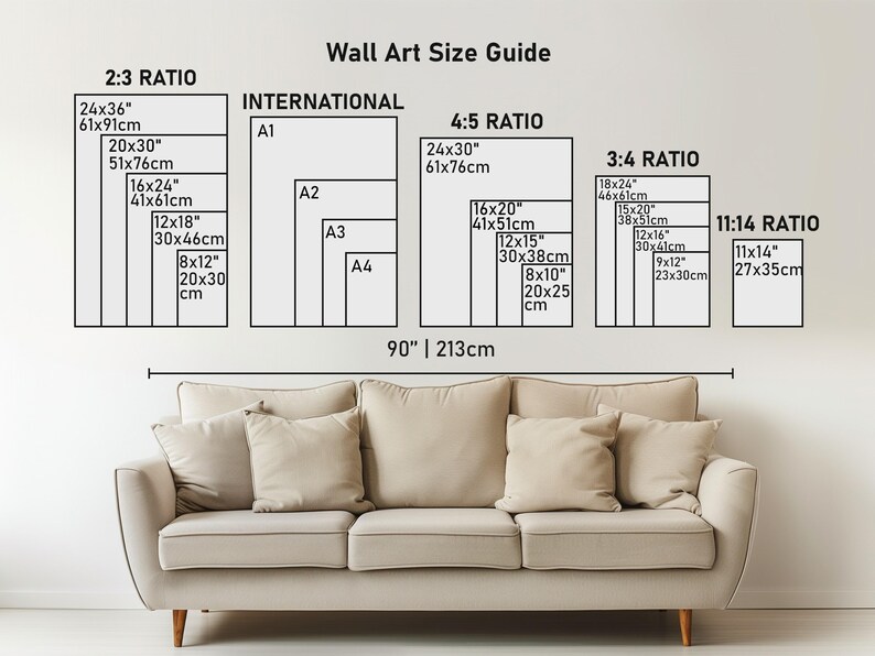 wall art size guide from small to large prints