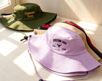 Cappelli da trekking ricamati, cappelli a secchiello personalizzati, testo personalizzato, cappelli da sole con logo, cappello da viaggio, regali per fidanzato appassionato di attività all'aperto, cappello da campeggio, cappello estivo