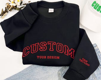 Felpa personalizzata ricamata, felpa con testo personalizzato, girocollo personalizzato, regalo personalizzato, felpa con lettere universitarie, ricamo personalizzato