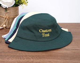 Custom Text Embroidery Bucket Hat,Personalized Logo Design Bucket Hat,Bachelorette Party,Custom Gift for Her,Custom Summer Hat,Womens Hat