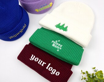 Custom Embroidered logo Cuffed Beanies,Personalized Embroidery Hat,Text Knit Hat,Winter Hat,Womens Beanie,Mens Winter Hat