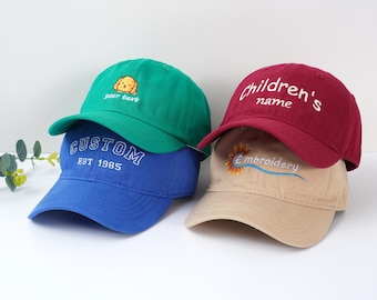 Customized kids hats,Text/logo Embroidered hats,Personalized Children's hats,Kids Party Gift,Baby hat,Custom Gifts for gril,boy,Baseball cap