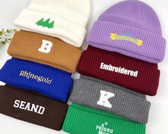 Custom Beanie Custom Logo/Text Hats,Custom Personalized Embroidery Hat,Text Knit Hat,Winter Hat,Womens Beanie,Mens Winter Hat