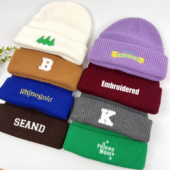 Custom Beanie Embroidered Logo/Text Hats,Personalized Unisex Beanies Hats,Text Knit Hat,Custom Winter Hat,Womens Beanie,Christmas Gifts