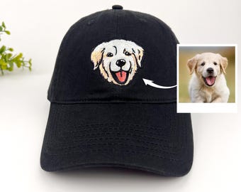Custom Embroider Pet Hat,Personalized Dog Portrait Hat,Custom Pet Baseball hat, Outline Photo Hat, Gifts for Pet,Custom Cat Hat ,Dog Mom Hat