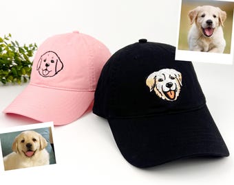 Custom Embroidered Dog Cap Using Pet Photo，Personalized  pet Baseball Cap, Custom Cat Hat, Custom Dog Hat,Custom Pet Cap,Dog Dad Gifts