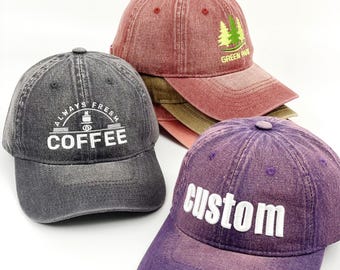Custom Embroidered Hat, Personalized Dad  Hat，Embroidery With Your Own Text or Design,Customized holiday gift hat，Washed retro hat