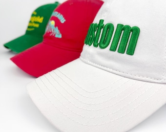 Gorra con texto personalizado bordado, gorra con logo, letras en relieve, gorra unisex estilo papá, gorra de béisbol personalizada, gorra de hermandad, regalo para él o ella